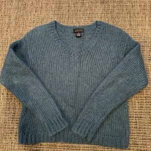 The Limited Blue Crew Neck Sweater with Ribbed Knit